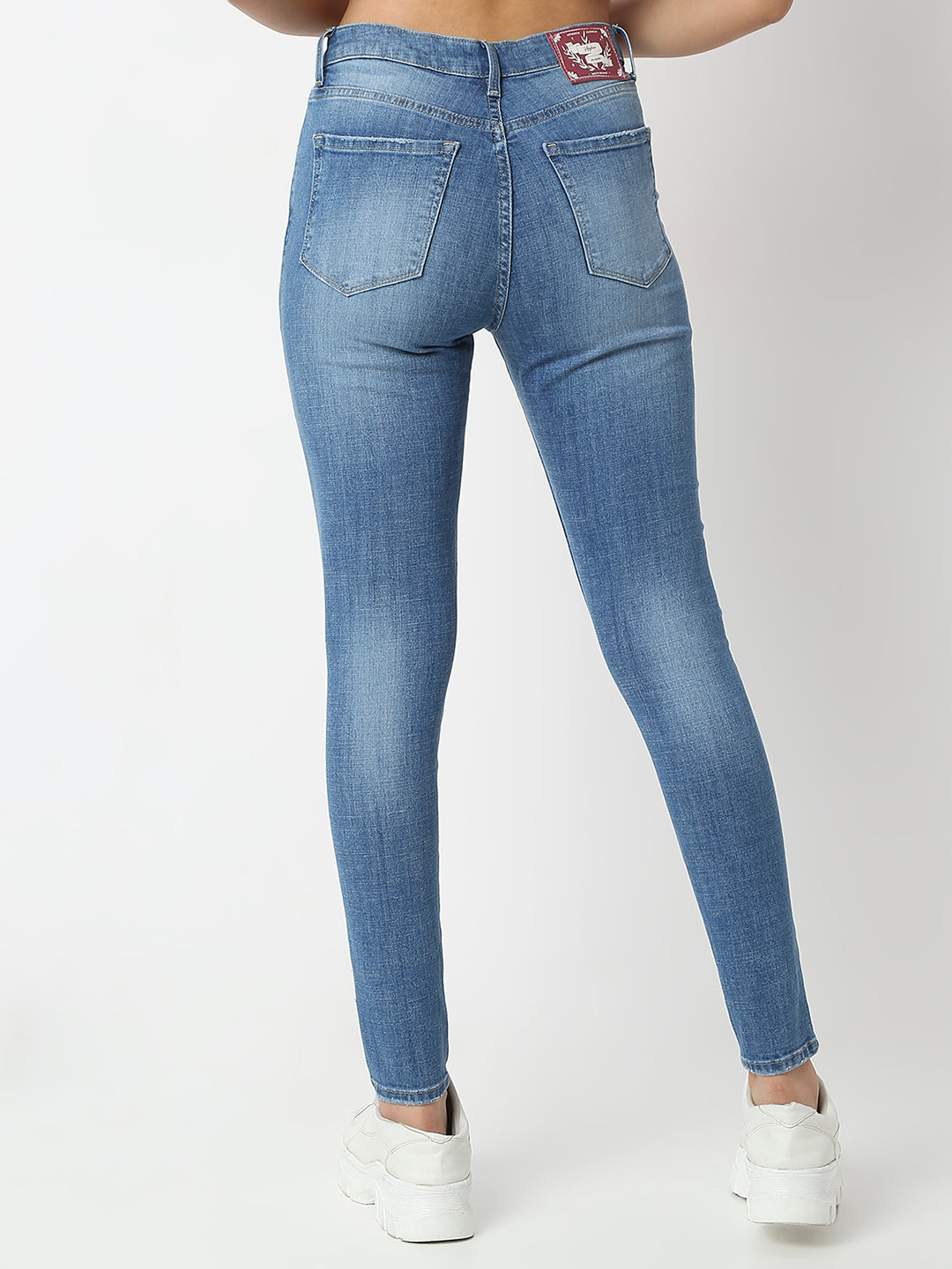 Spykar Light Blue Super Skinny Fit High Rise Jeans For Women