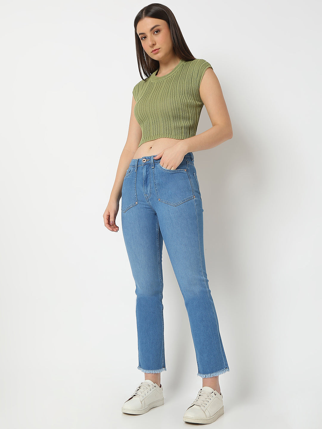 Women Emma Jeans Slim Fit Light Blue Mid Rise
