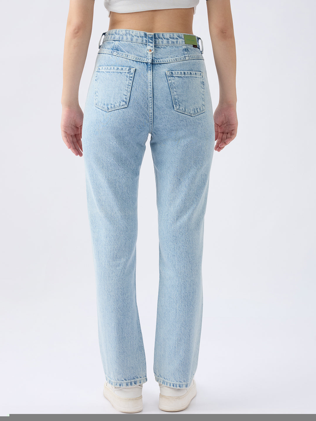 Spykar Ice Blue High Rise Straight Fit Casual Jeans For Women