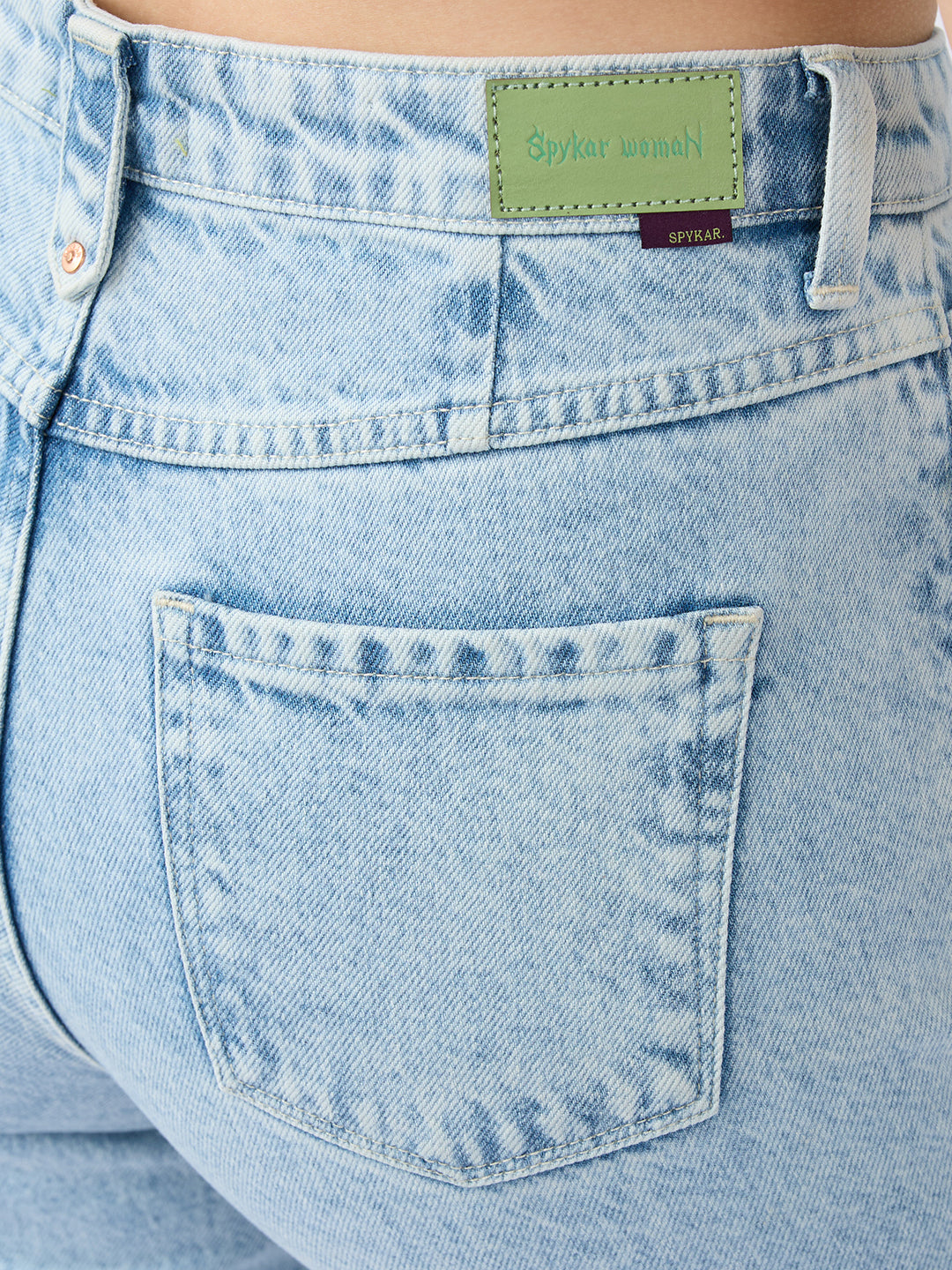 Spykar Ice Blue High Rise Straight Fit Casual Jeans For Women