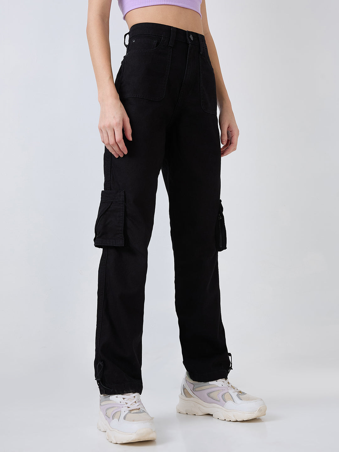 Women Bella Jeans Straight Fit Black High Rise
