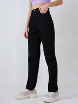 Women Bella Jeans Straight Fit Black High Rise