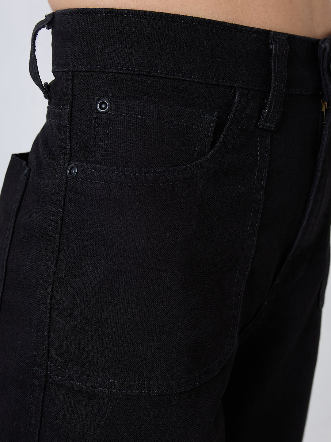 Women Bella Jeans Straight Fit Black High Rise