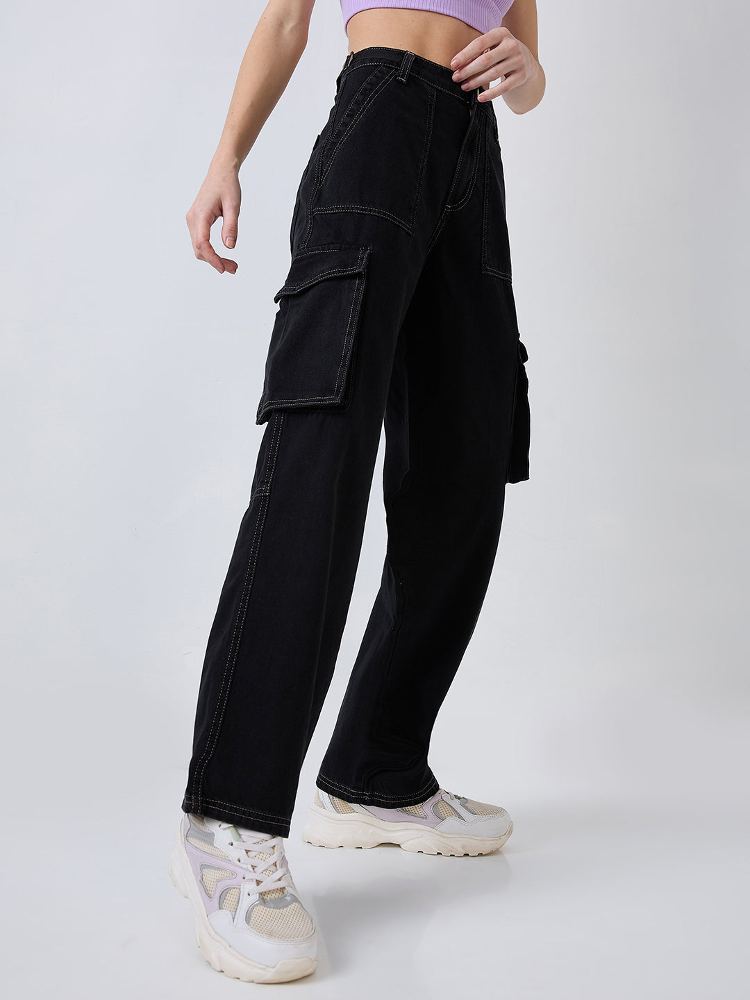 Women Bella Jeans Straight Fit Black High Rise