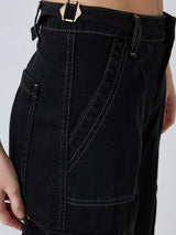 Women Bella Jeans Straight Fit Black High Rise