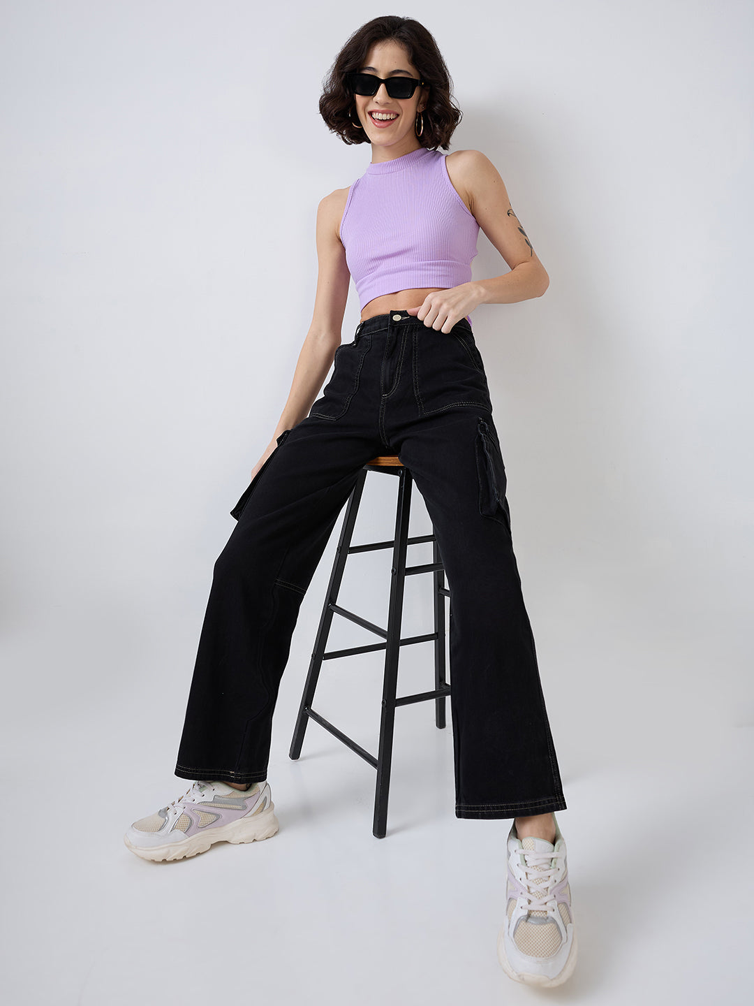 Women Bella Jeans Straight Fit Black High Rise
