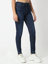 Women Jeans Skinny Fit Dark Blue High Rise