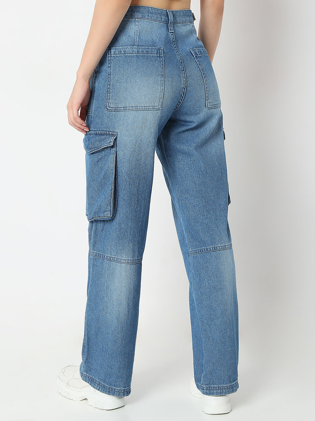 Women Bella Jeans Straight Fit Mid Blue High Rise