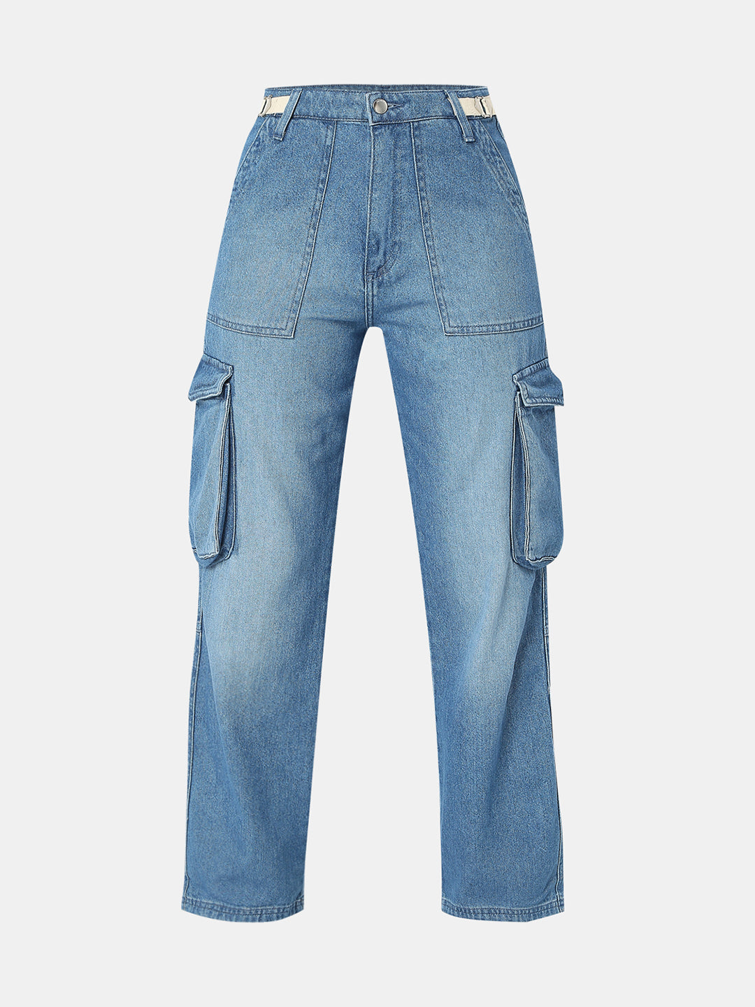 Women Bella Jeans Straight Fit Mid Blue High Rise