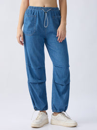 Women Jeans Loose Fit Light Blue High Rise