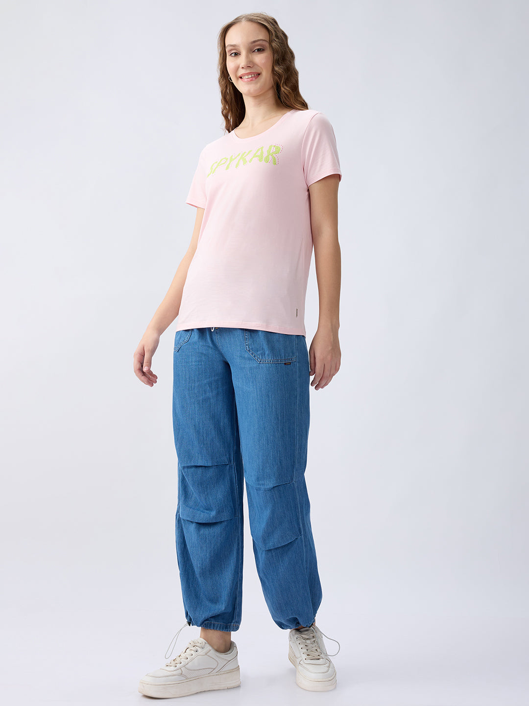 Spykar Light Blue High Rise Loose Fit Casual Jeans For Women
