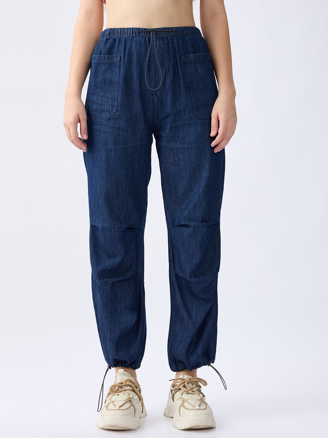 Women Jeans Loose Fit Dark Indigo High Rise