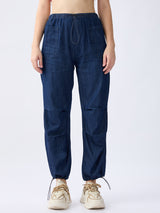 Women Jeans Loose Fit Dark Indigo High Rise