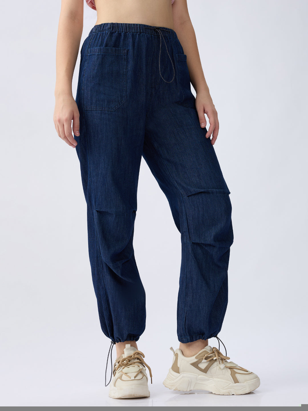 Women Jeans Loose Fit Dark Indigo High Rise