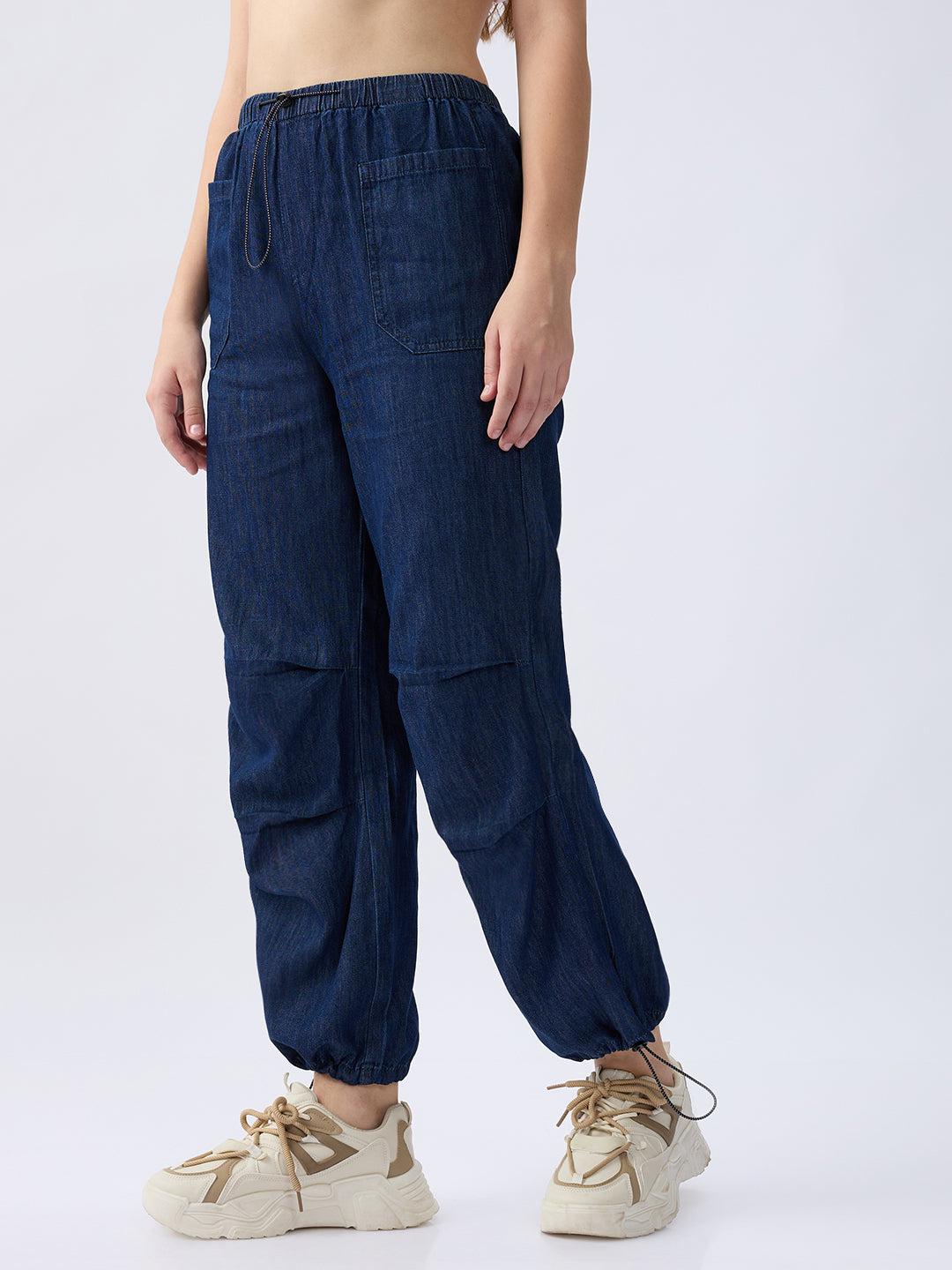 Women Jeans Loose Fit Dark Indigo High Rise