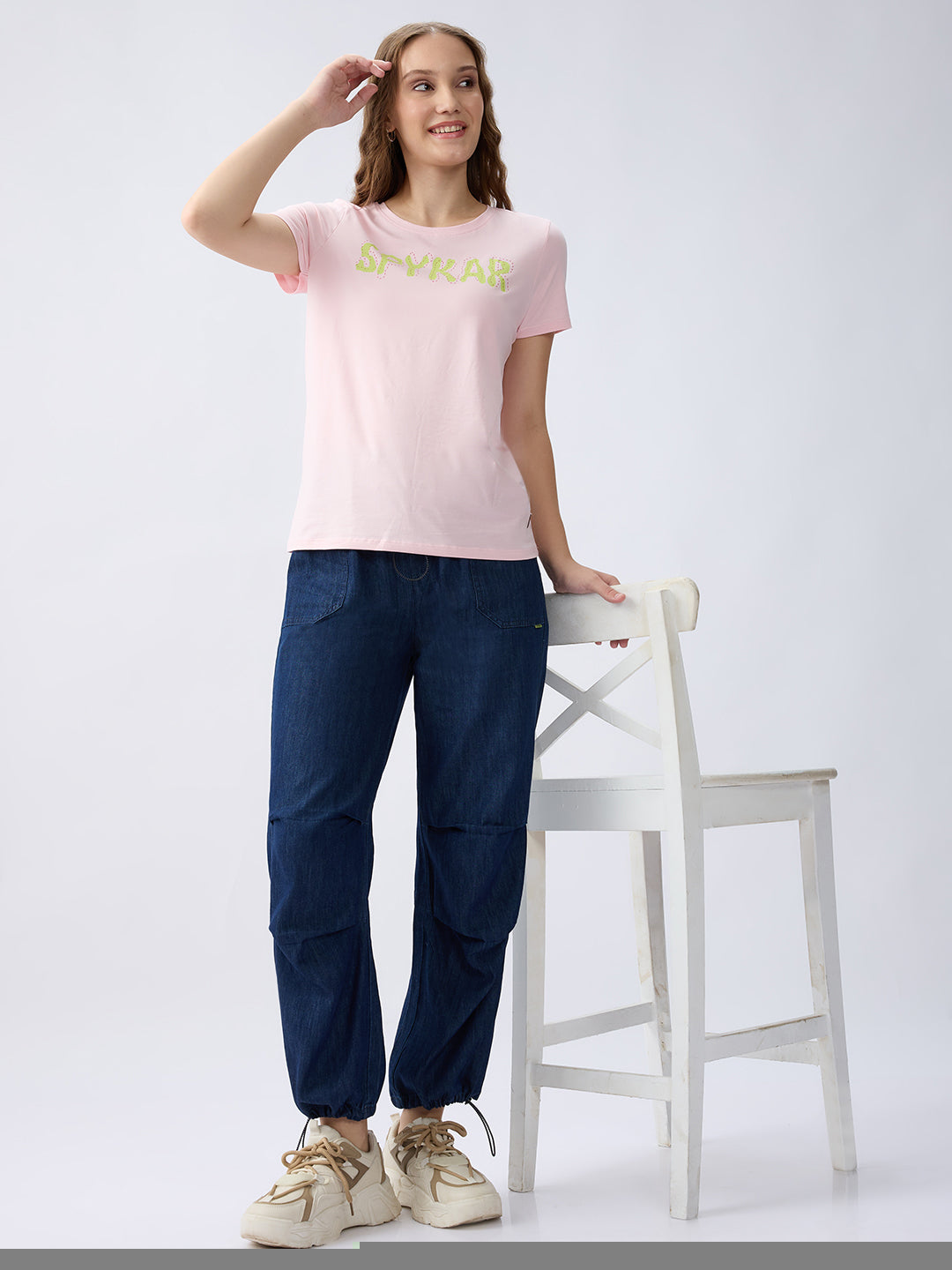 Women Jeans Loose Fit Dark Indigo High Rise