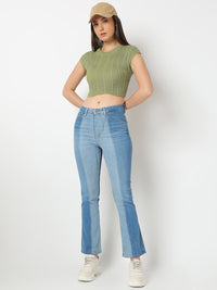 Women Elissa Jeans Boot Cut Fit Light Blue High Rise