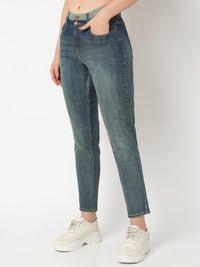 Women Amora Jeans Mom Fit Dark Blue Mid Rise