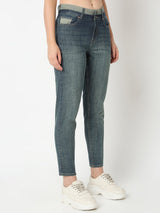 Women Amora Jeans Mom Fit Dark Blue Mid Rise