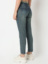 Women Amora Jeans Mom Fit Dark Blue Mid Rise