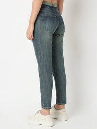 Women Amora Jeans Mom Fit Dark Blue Mid Rise