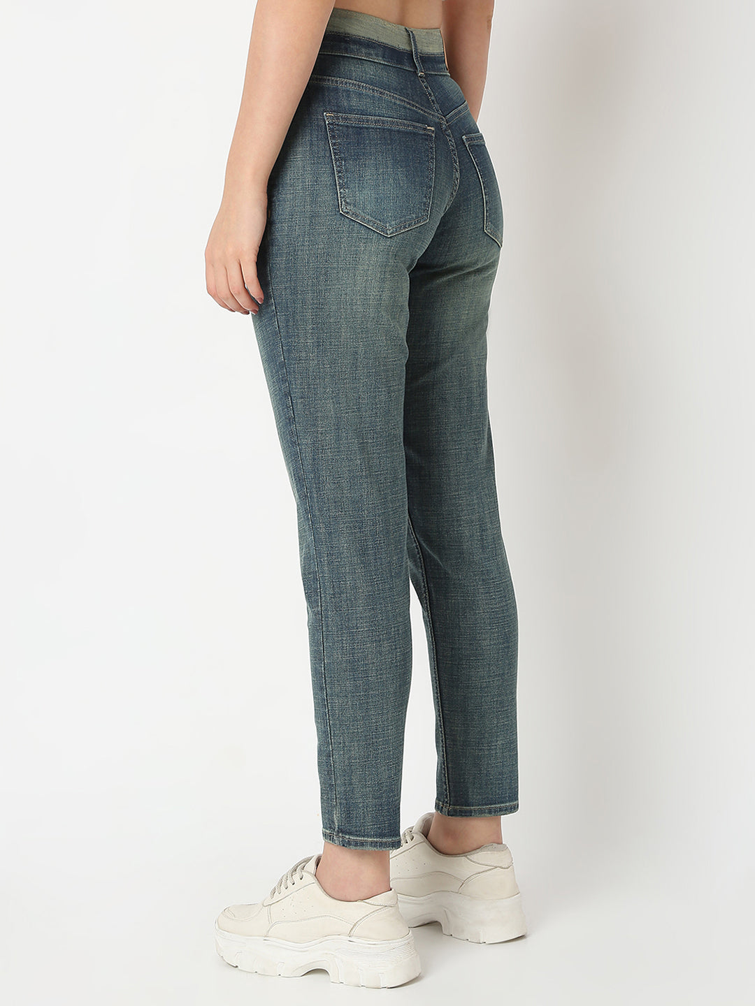 Women Amora Jeans Mom Fit Dark Blue Mid Rise