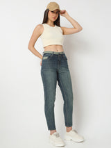 Women Amora Jeans Mom Fit Dark Blue Mid Rise