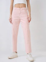 Women Amora Jeans Mom Fit Pink Mid Rise
