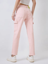 Women Amora Jeans Mom Fit Pink Mid Rise