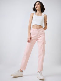 Women Amora Jeans Mom Fit Pink Mid Rise