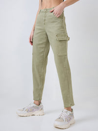 Women Amora Jeans Mom Fit Green Mid Rise