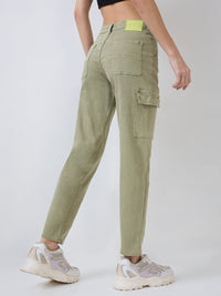 Women Amora Jeans Mom Fit Green Mid Rise