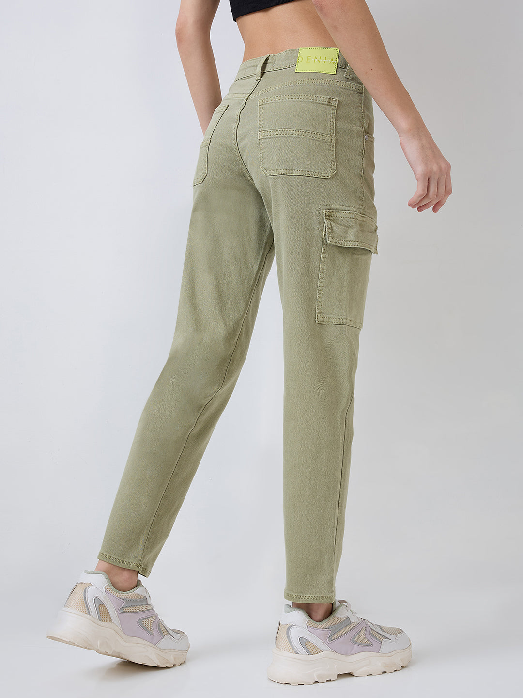 Women Amora Jeans Mom Fit Green Mid Rise