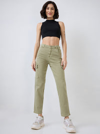 Women Amora Jeans Mom Fit Green Mid Rise