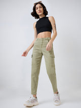 Women Amora Jeans Mom Fit Green Mid Rise