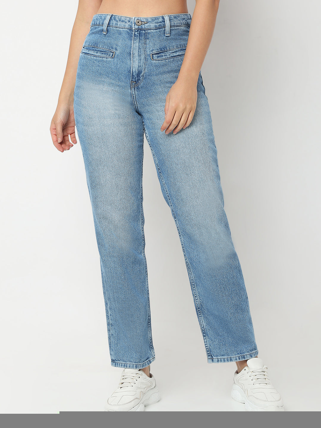 Spykar Straight fit Light Blue High Raise Jeans For Women