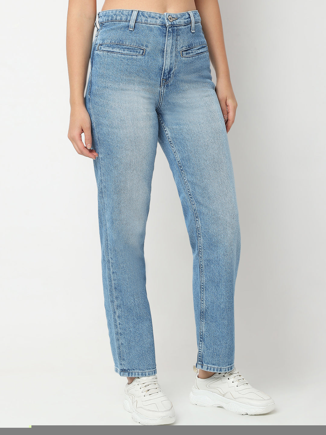 Spykar Straight fit Light Blue High Raise Jeans For Women