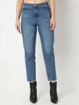 Women Amora Jeans Mom Fit Light Blue Mid Rise
