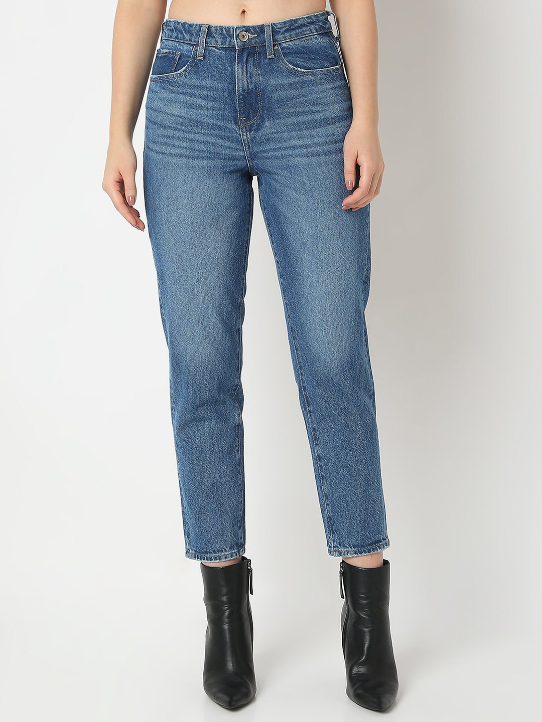 Women Amora Jeans Mom Fit Light Blue Mid Rise
