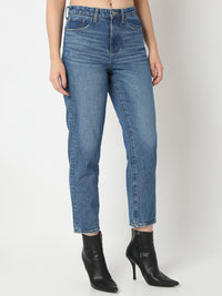 Women Amora Jeans Mom Fit Light Blue Mid Rise
