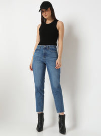 Women Amora Jeans Mom Fit Light Blue Mid Rise