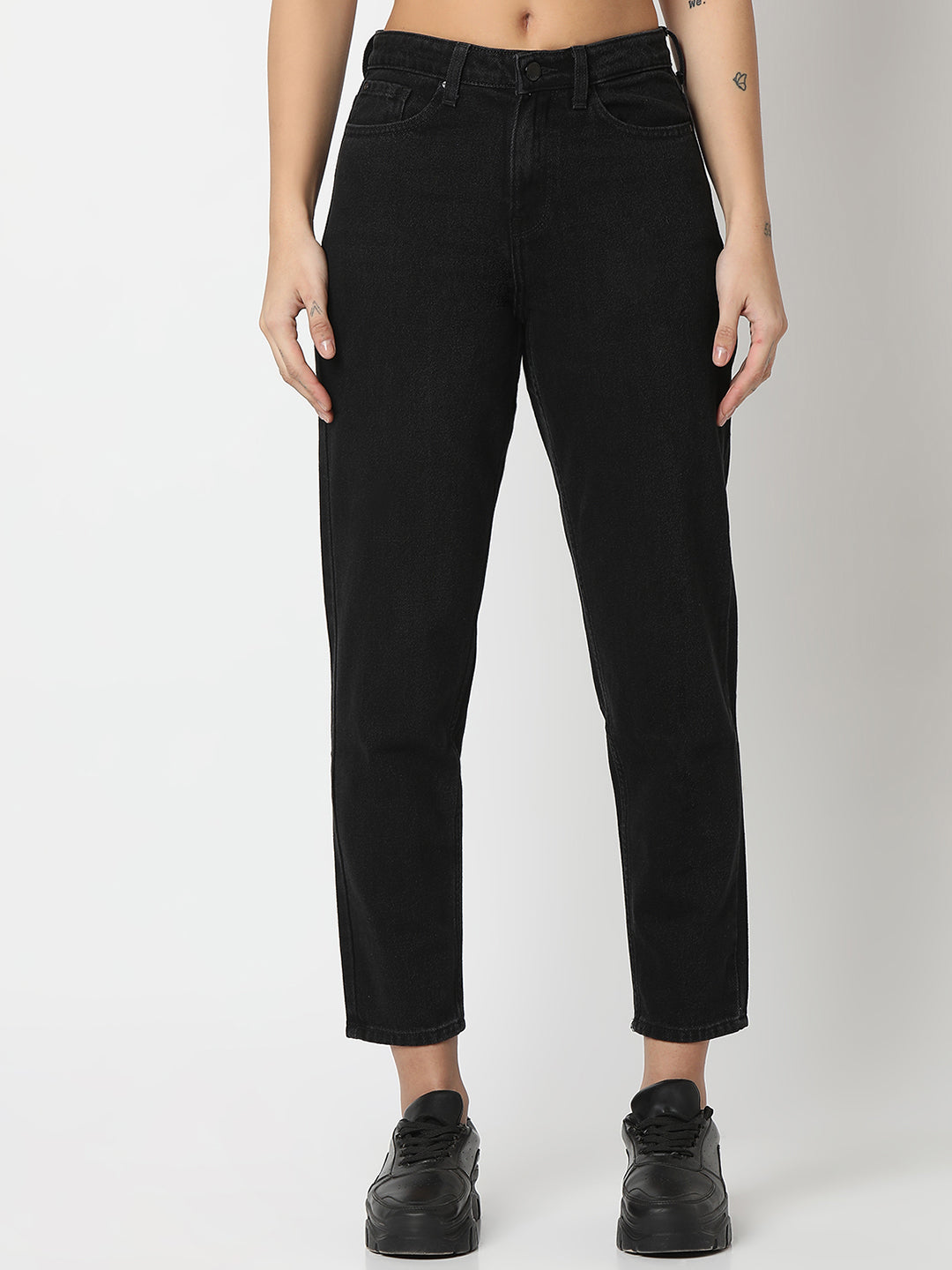 Spykar Black Mom Fit High Rise Jeans For Women