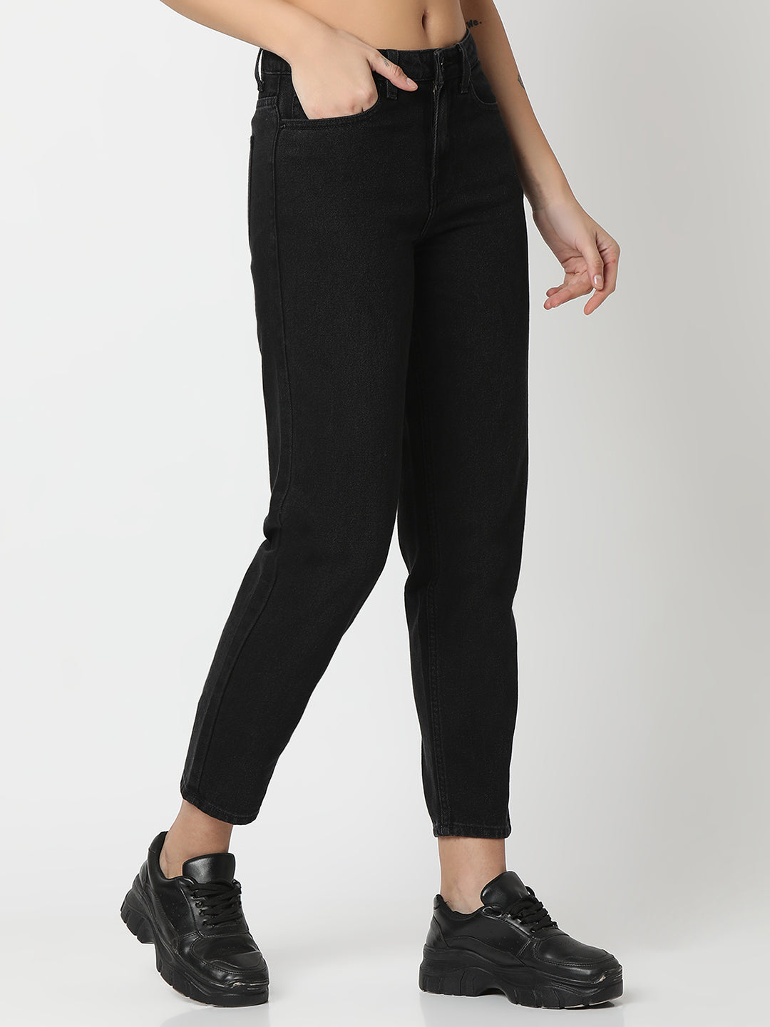 Spykar Black Mom Fit High Rise Jeans For Women