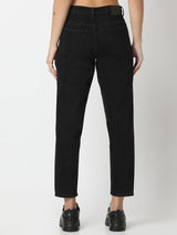 Women Jeans Mom Fit Black High Rise