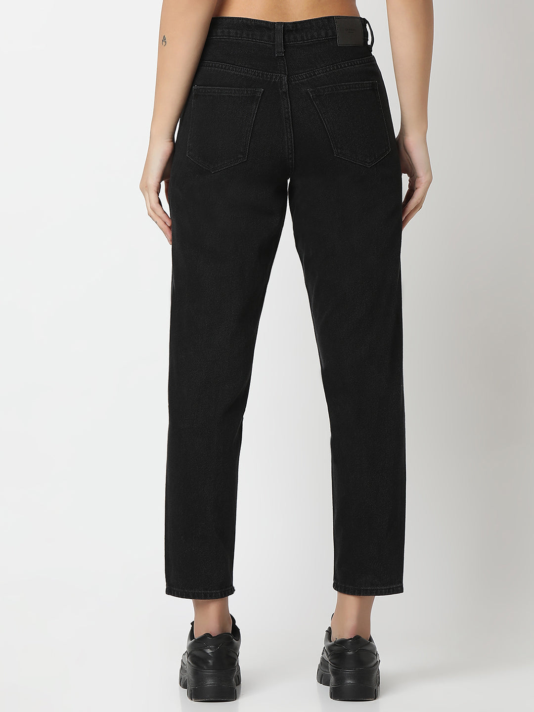 Women Jeans Mom Fit Black High Rise