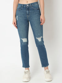 Women Emma Jeans Slim Fit Mid Blue High Rise