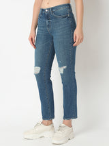 Women Emma Jeans Slim Fit Mid Blue High Rise