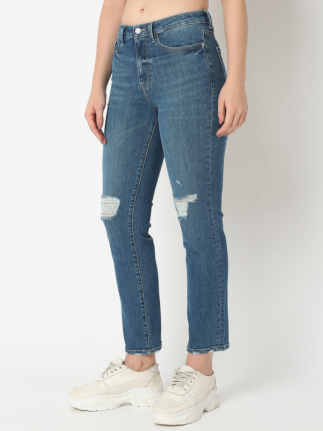 Women Emma Jeans Slim Fit Mid Blue High Rise