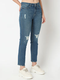 Women Emma Jeans Slim Fit Mid Blue High Rise