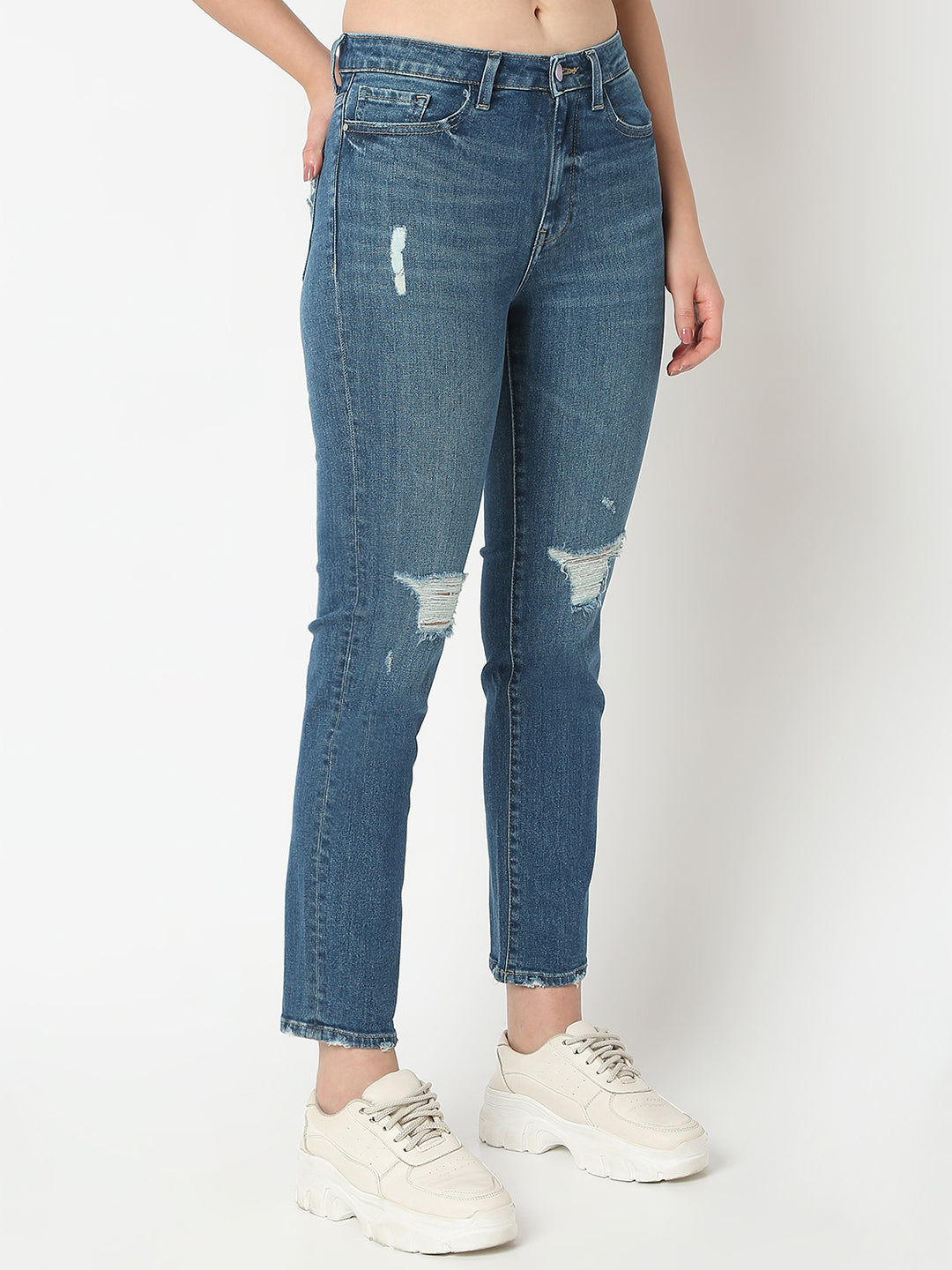 Women Emma Jeans Slim Fit Mid Blue High Rise